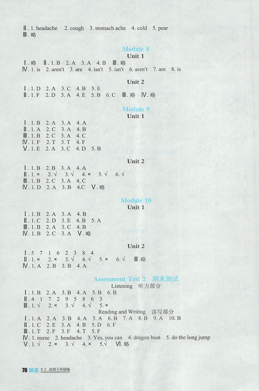 2017年新課標(biāo)小學(xué)生學(xué)習(xí)實(shí)踐園地三年級英語上冊外研版一起 參考答案第8頁