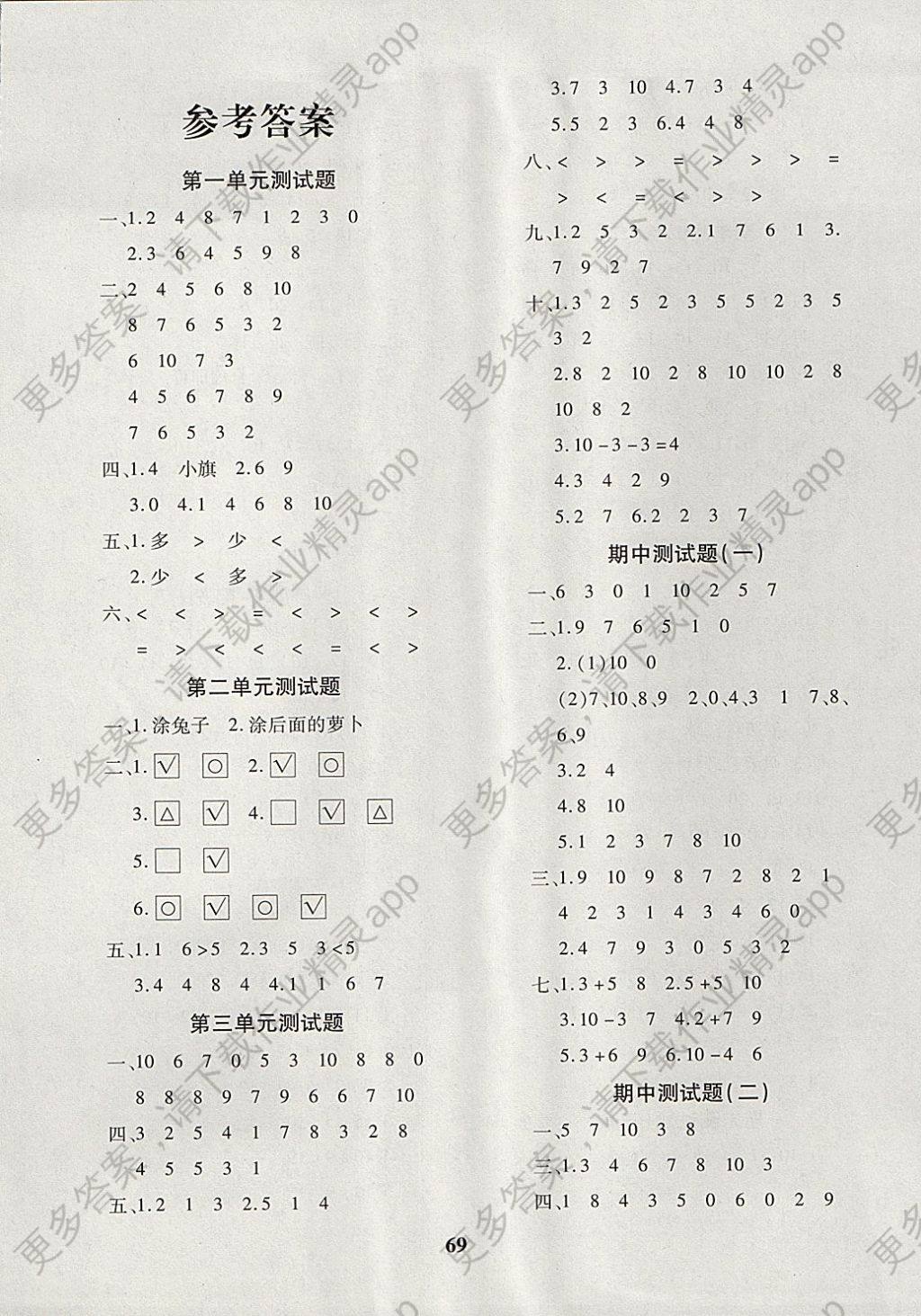 2017年黄冈360度定制密卷一年级数学上册北师