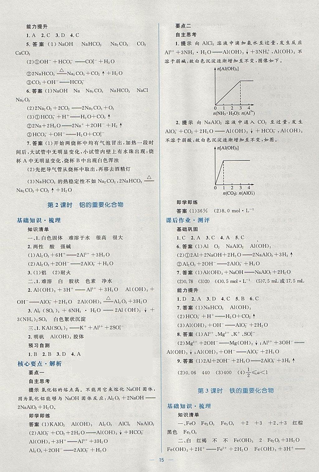 2018年人教金學(xué)典同步解析與測(cè)評(píng)學(xué)考練化學(xué)必修1人教版 參考答案第15頁(yè)