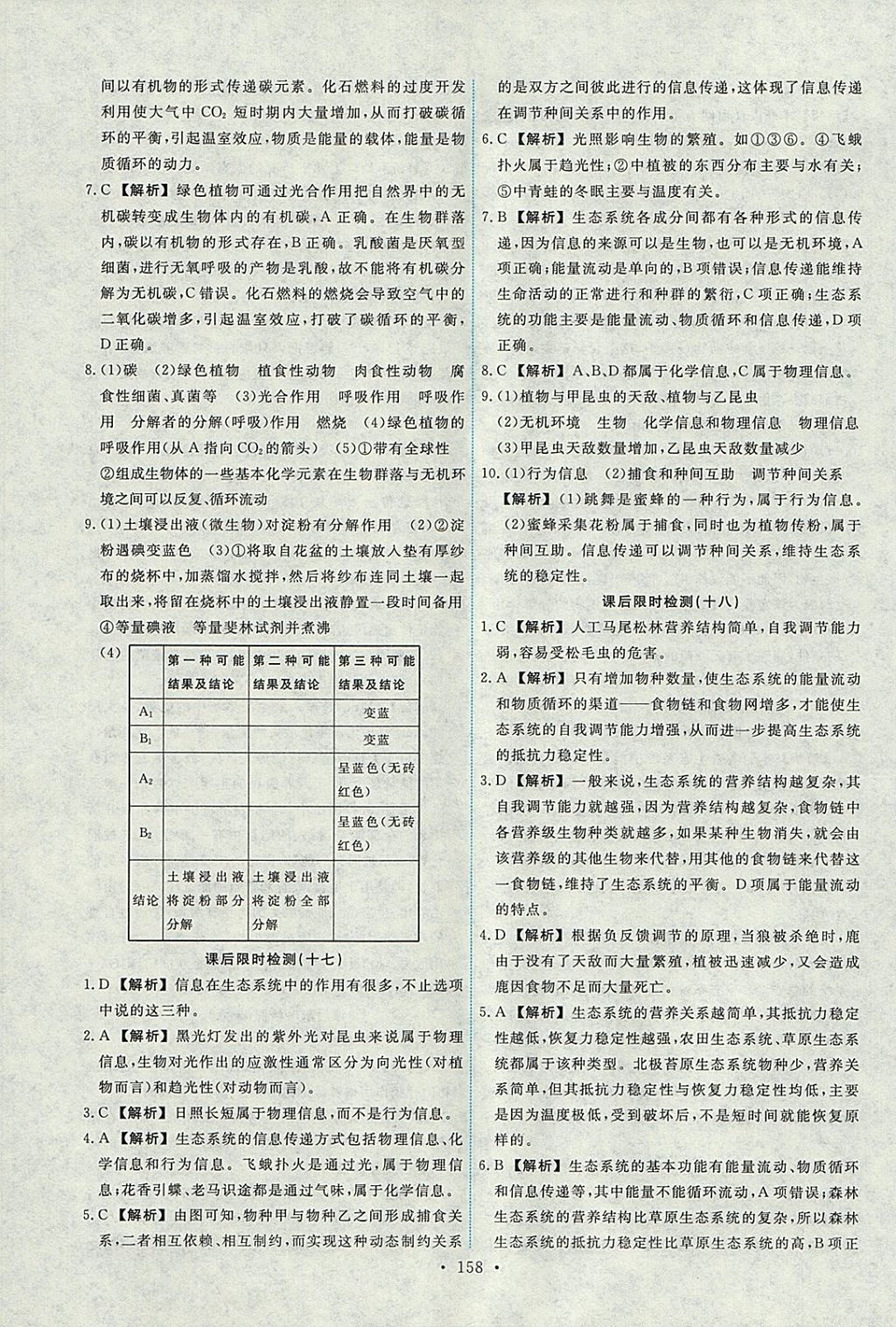 2018年能力培养与测试生物必修3人教版 参考答案第23页