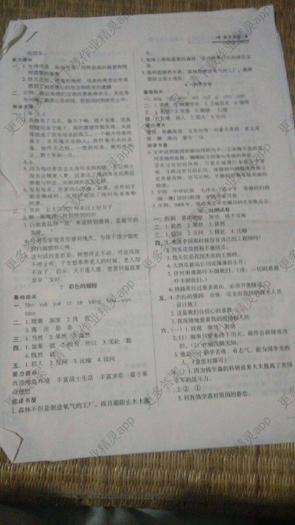 小学语文分层作业答案