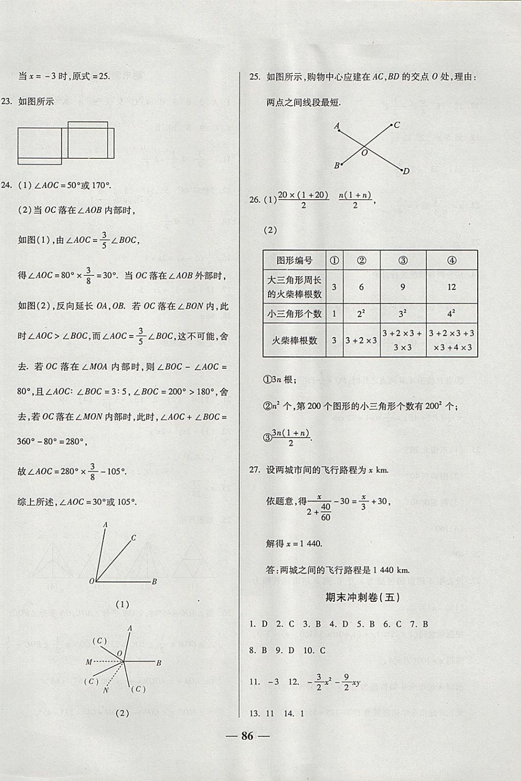 2017年培優(yōu)奪冠金卷名師點撥七年級數(shù)學上冊人教版 參考答案第10頁