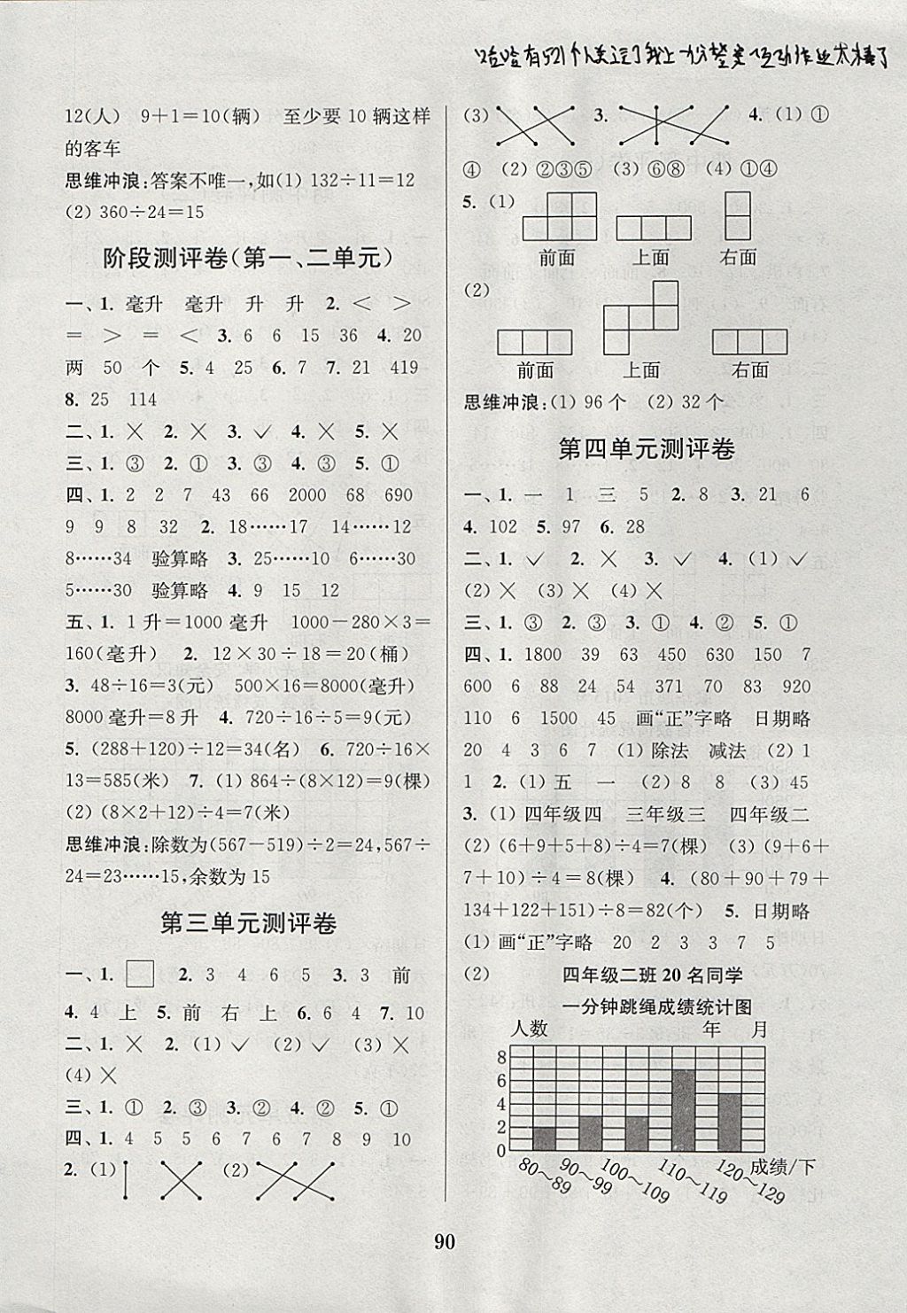 2017年通城學(xué)典小學(xué)全程測評卷四年級(jí)數(shù)學(xué)上冊蘇教版江蘇專用 參考答案第2頁