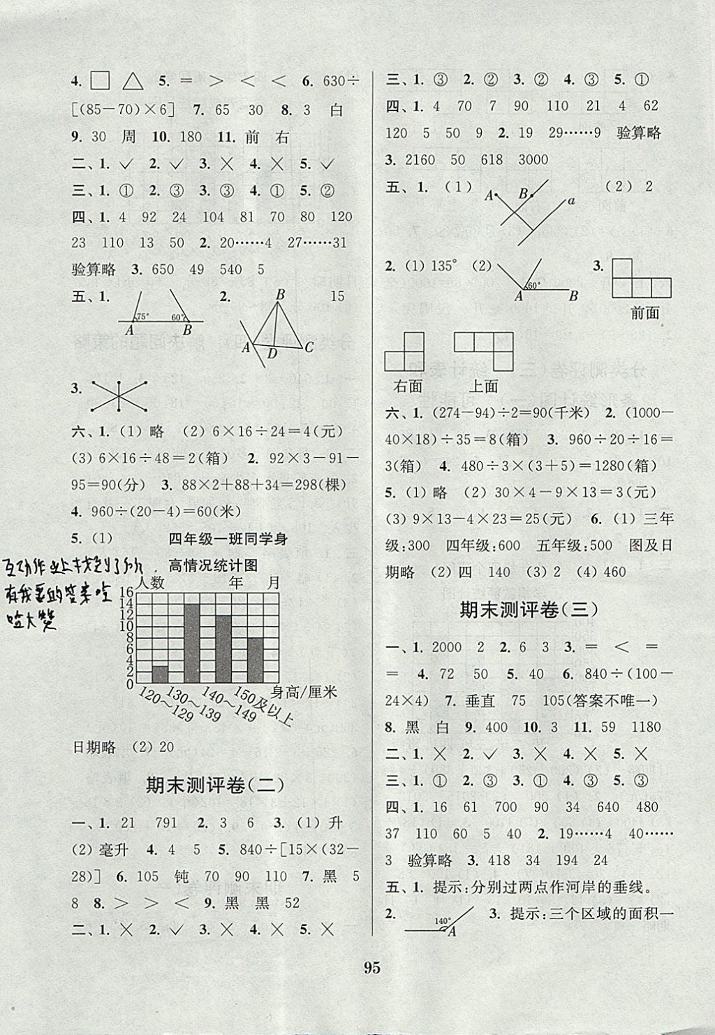 2017年通城學(xué)典小學(xué)全程測評卷四年級數(shù)學(xué)上冊蘇教版江蘇專用 參考答案第7頁