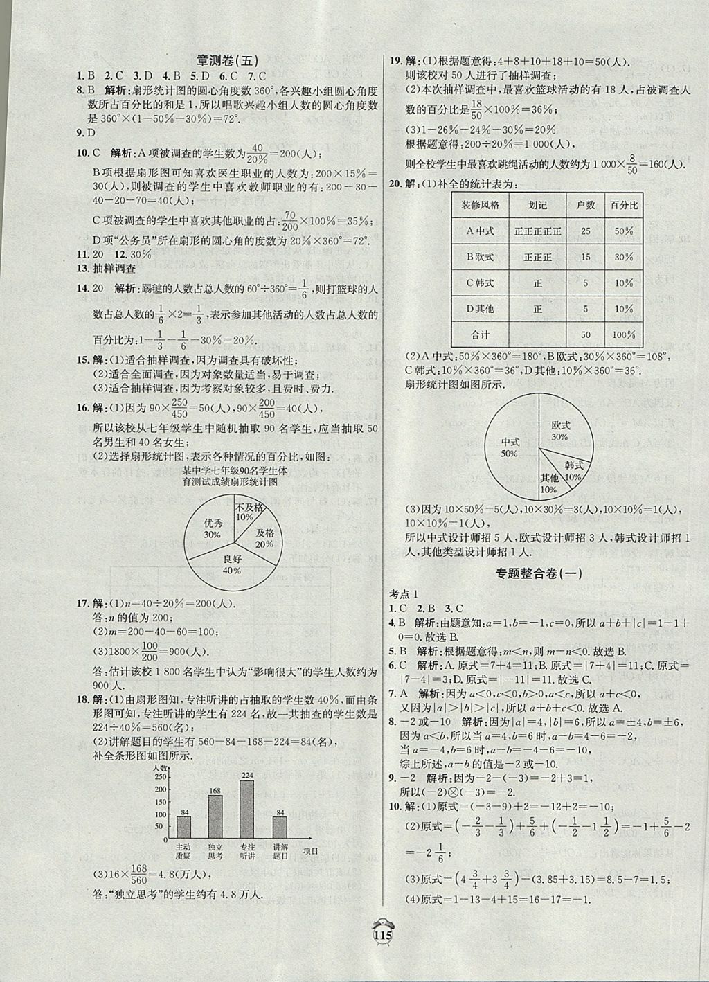 2017年陽光奪冠七年級數(shù)學(xué)上冊滬科版 參考答案第15頁