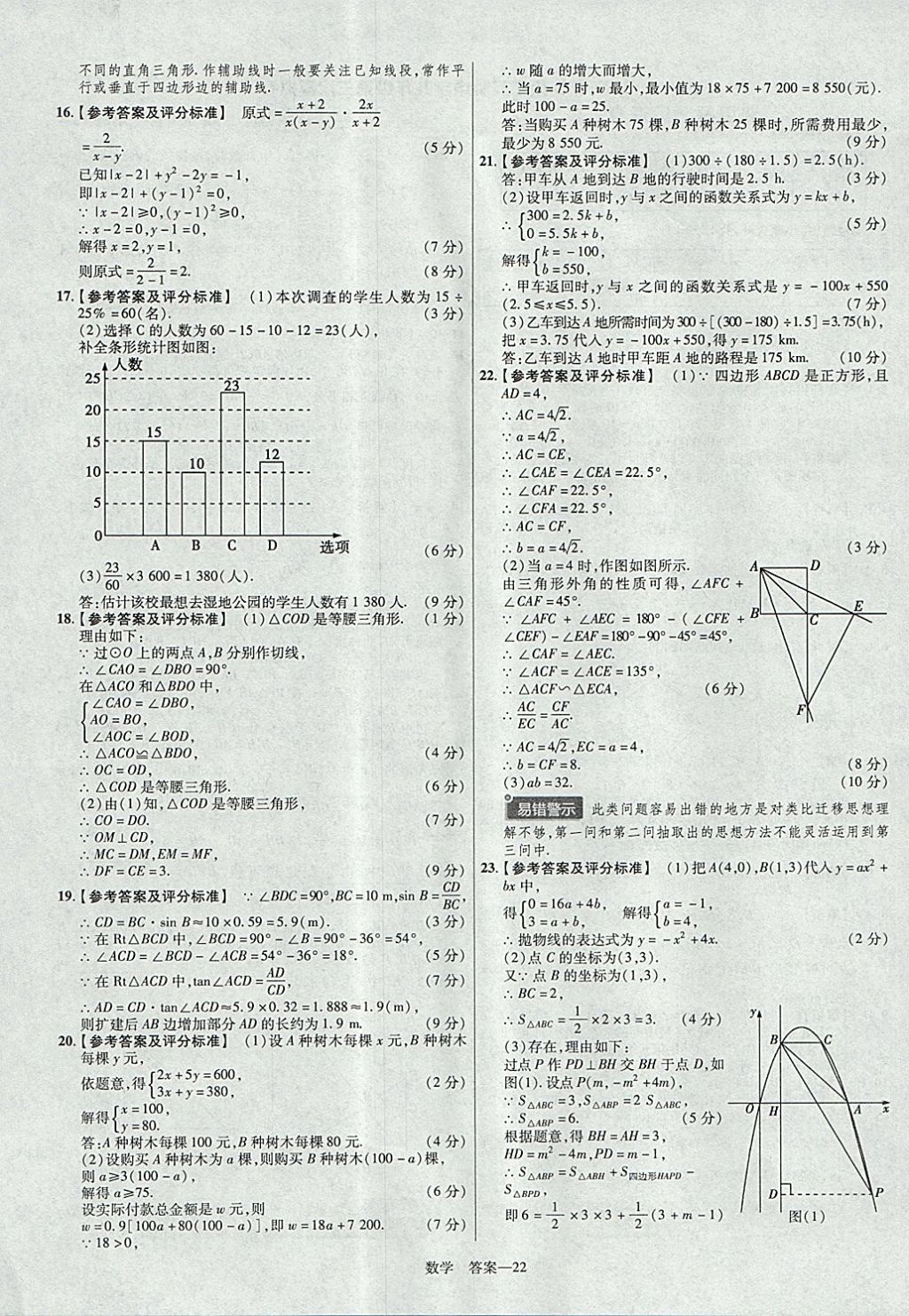 2018年金考卷河南中考45套匯編數(shù)學(xué)第9年第9版 參考答案第22頁(yè)