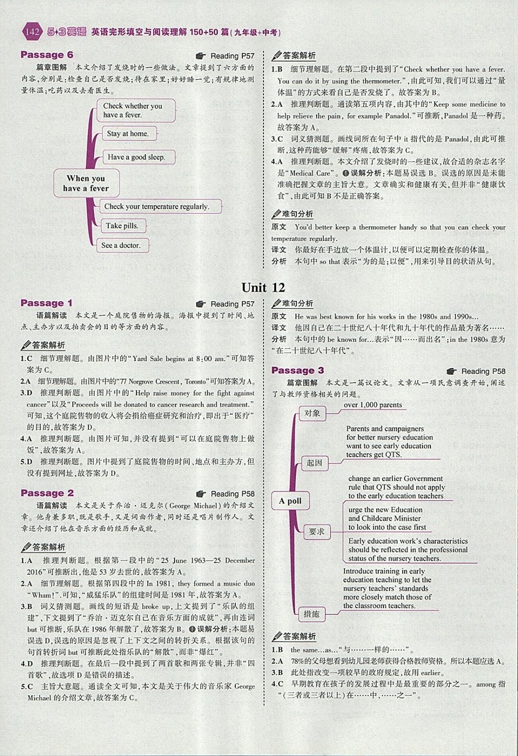 2018年53English九年級(jí)加中考英語(yǔ)完形填空與閱讀理解150加50篇 參考答案第24頁(yè)