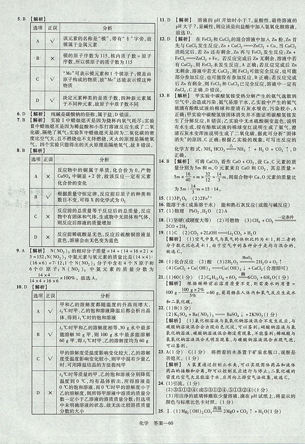 2018年金考卷河南中考45套匯編化學(xué)第9年第9版 參考答案第60頁(yè)