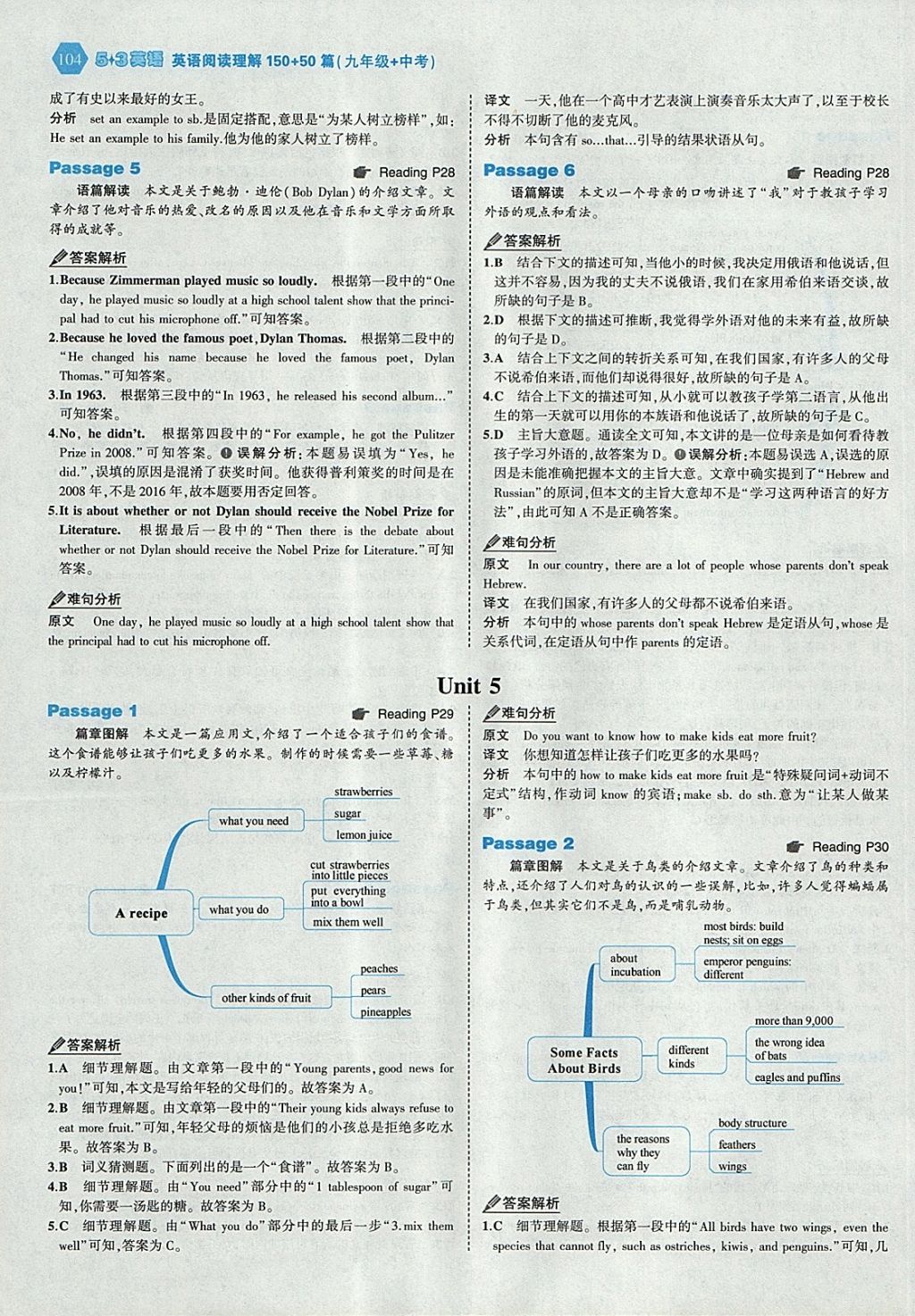 2018年53English九年級加中考英語閱讀理解150加50篇 參考答案第10頁