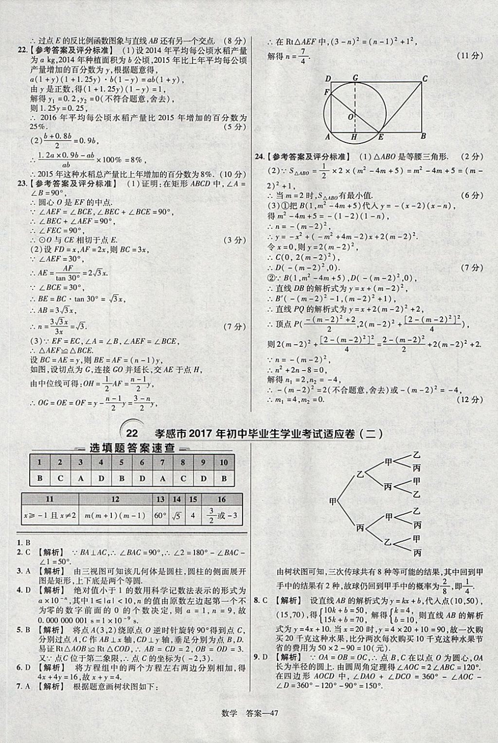 2018年金考卷湖北中考45套匯編數(shù)學(xué)第13年第13版 參考答案第47頁