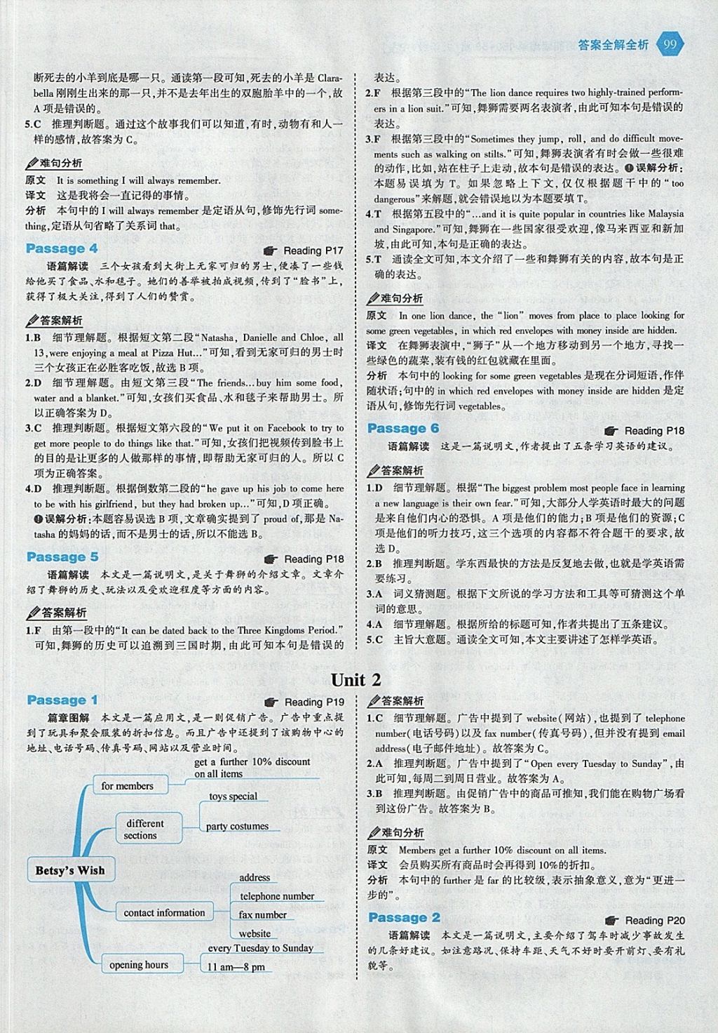 2018年53English九年級加中考英語閱讀理解150加50篇 參考答案第5頁