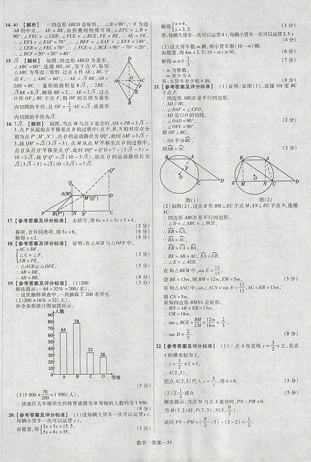 2018年金考卷湖北中考45套匯編數(shù)學(xué)第13年第13版 參考答案第33頁(yè)