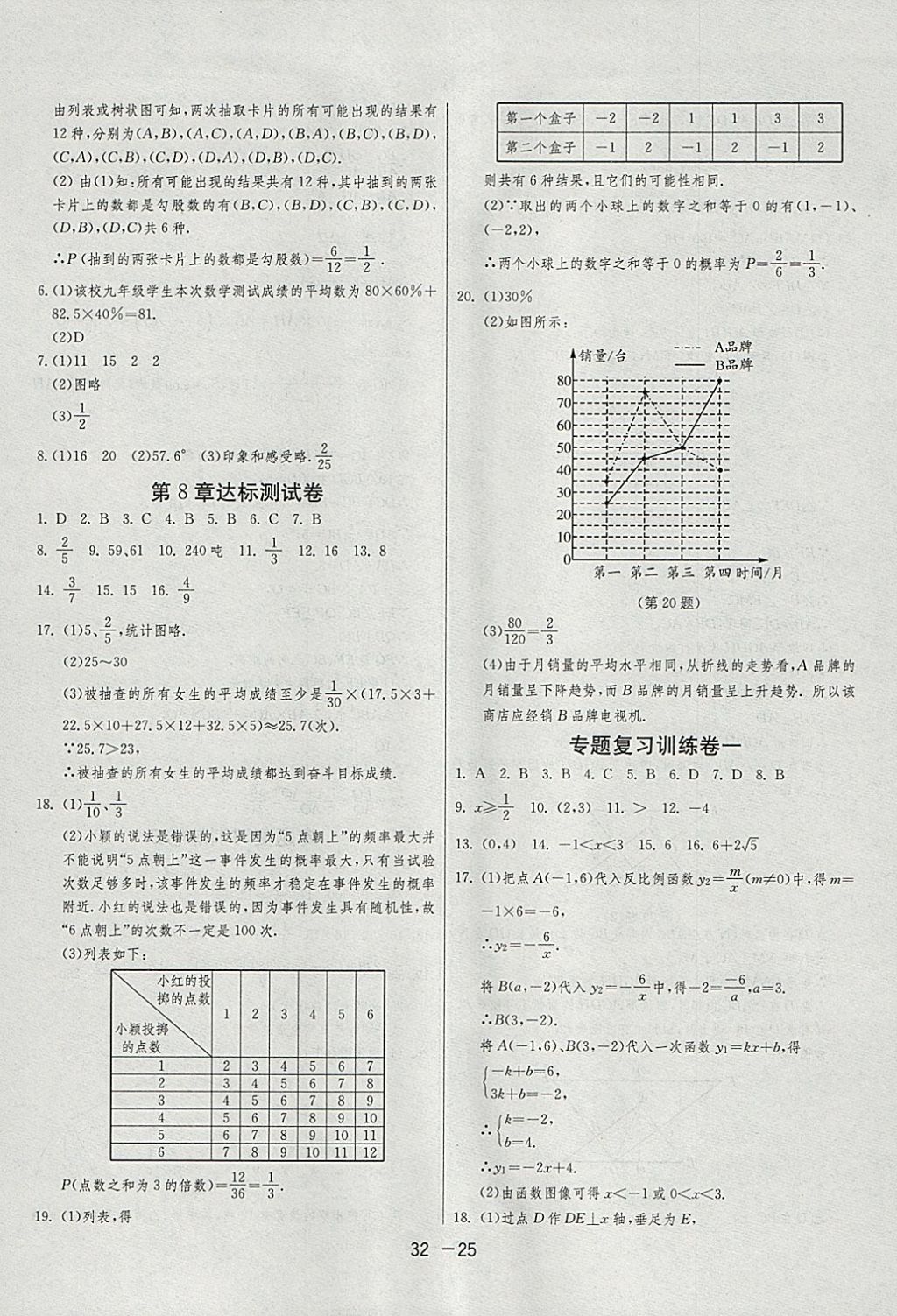 2018年1課3練單元達標測試九年級數(shù)學(xué)下冊蘇科版 參考答案第25頁