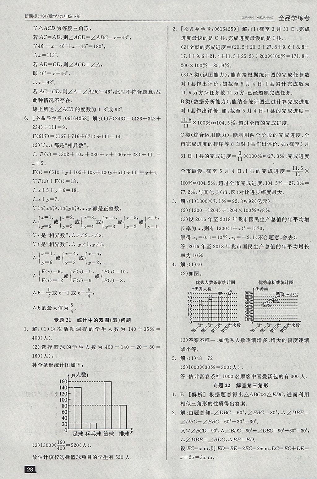 2018年全品學練考九年級數(shù)學下冊華師大版 參考答案第7頁