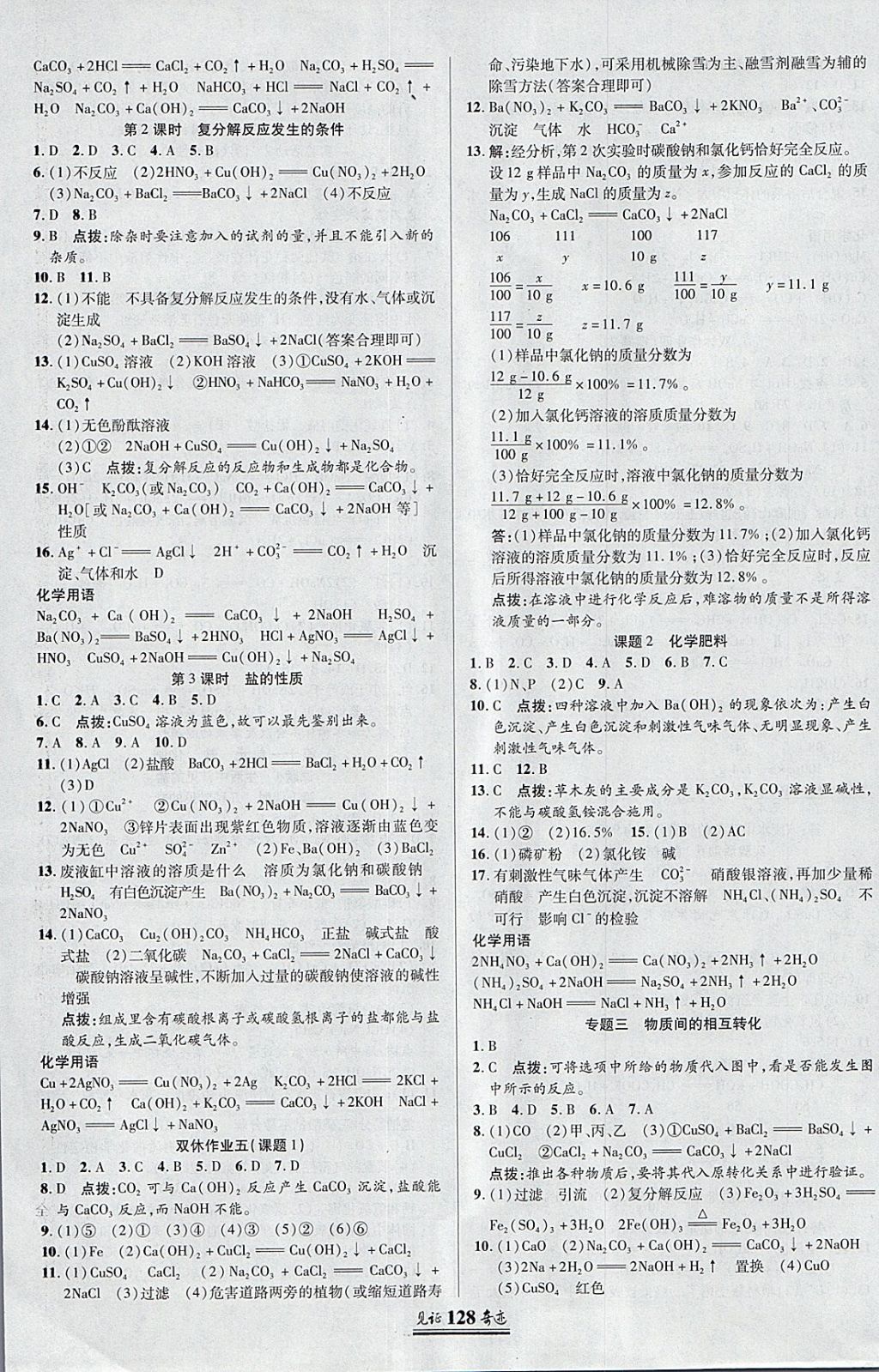 2018年见证奇迹英才学业设计与反馈九年级化学下册人教版 参考答案第7页