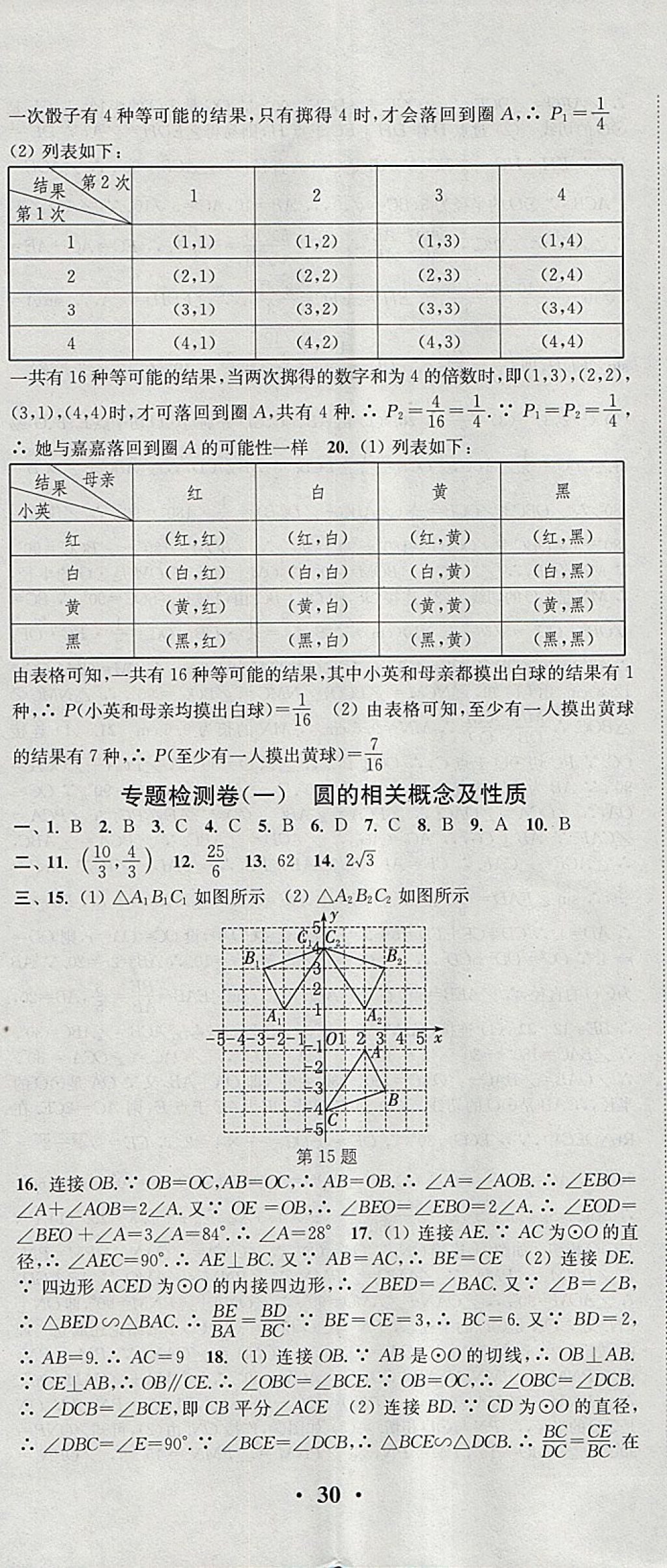 2018年通城學(xué)典活頁檢測九年級數(shù)學(xué)下冊滬科版 參考答案第17頁