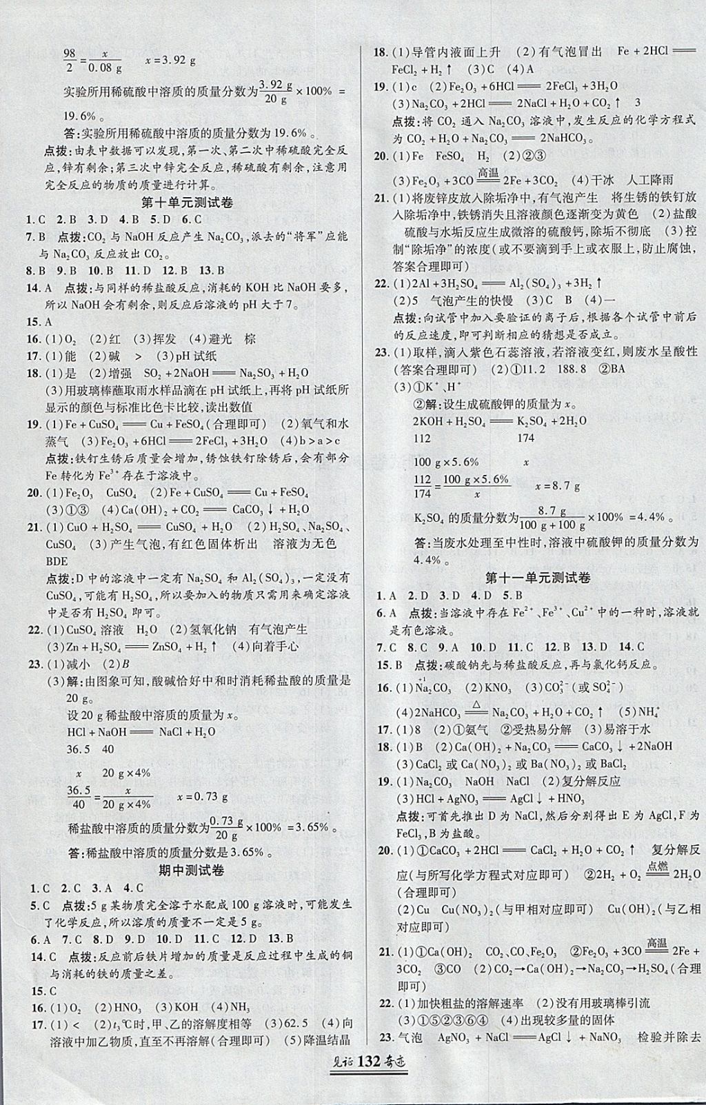 2018年見證奇跡英才學(xué)業(yè)設(shè)計與反饋九年級化學(xué)下冊人教版 參考答案第11頁