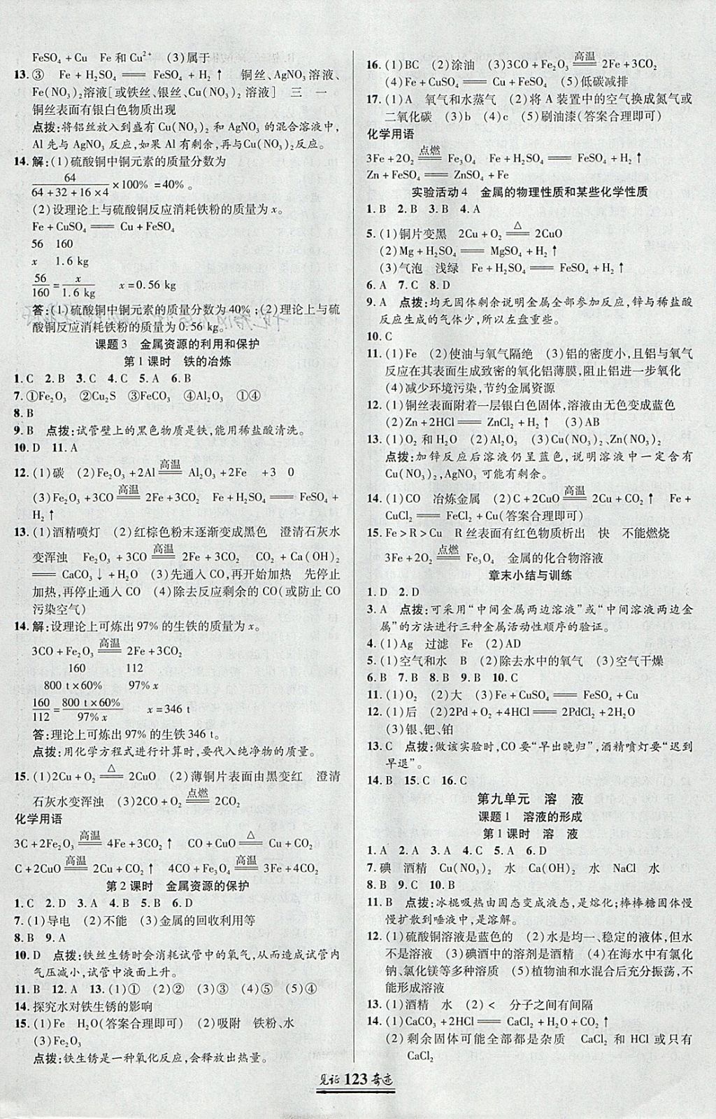 2018年见证奇迹英才学业设计与反馈九年级化学下册人教版 参考答案第2页