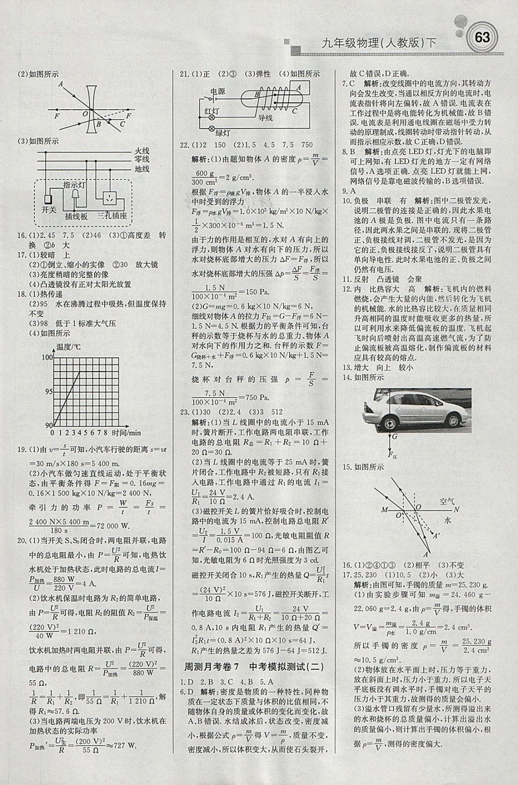 2018年輕巧奪冠周測月考直通中考九年級物理下冊人教版 參考答案第13頁