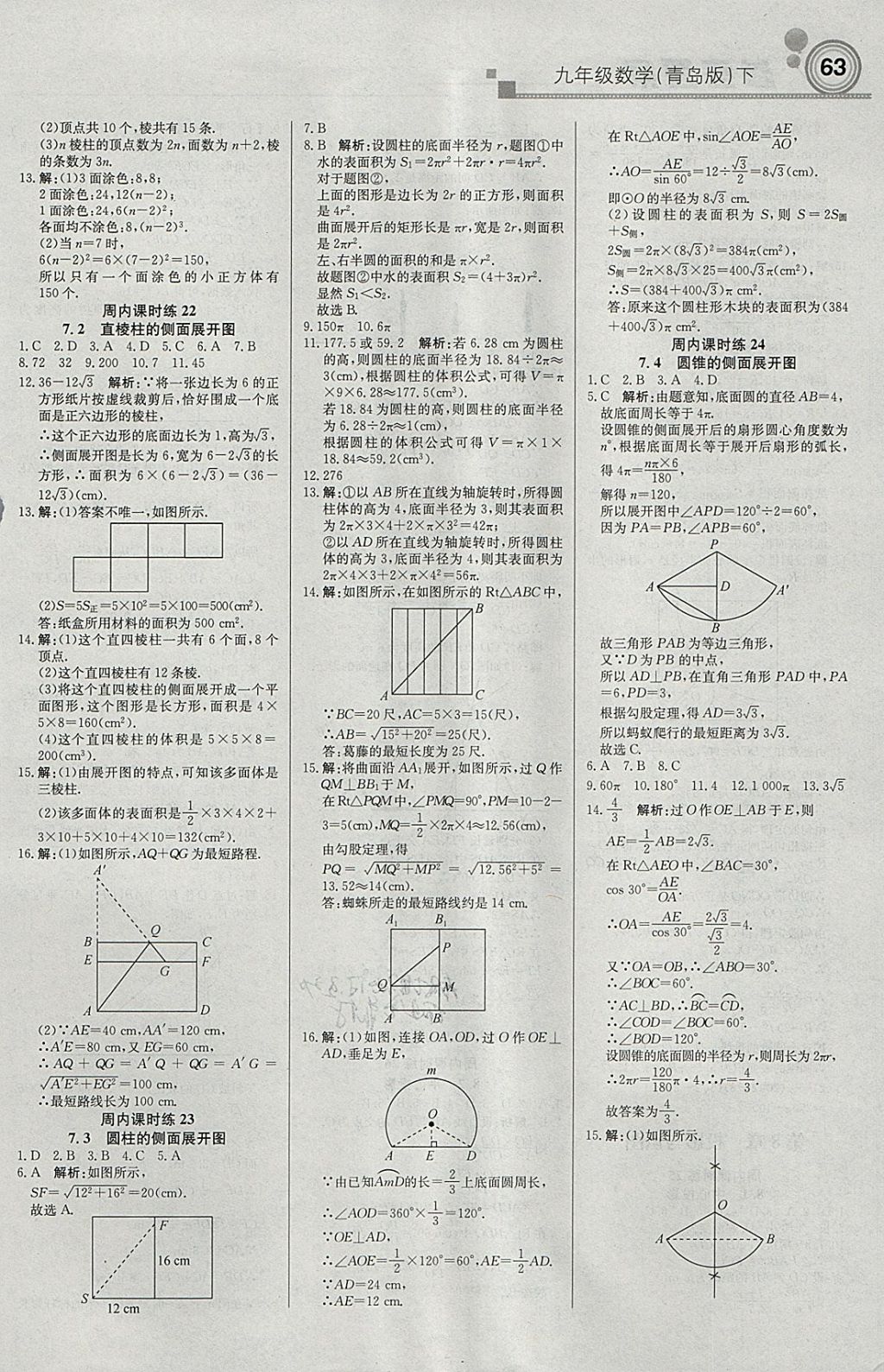 2018年輕巧奪冠周測(cè)月考直通中考九年級(jí)數(shù)學(xué)下冊(cè)青島版 參考答案第9頁(yè)