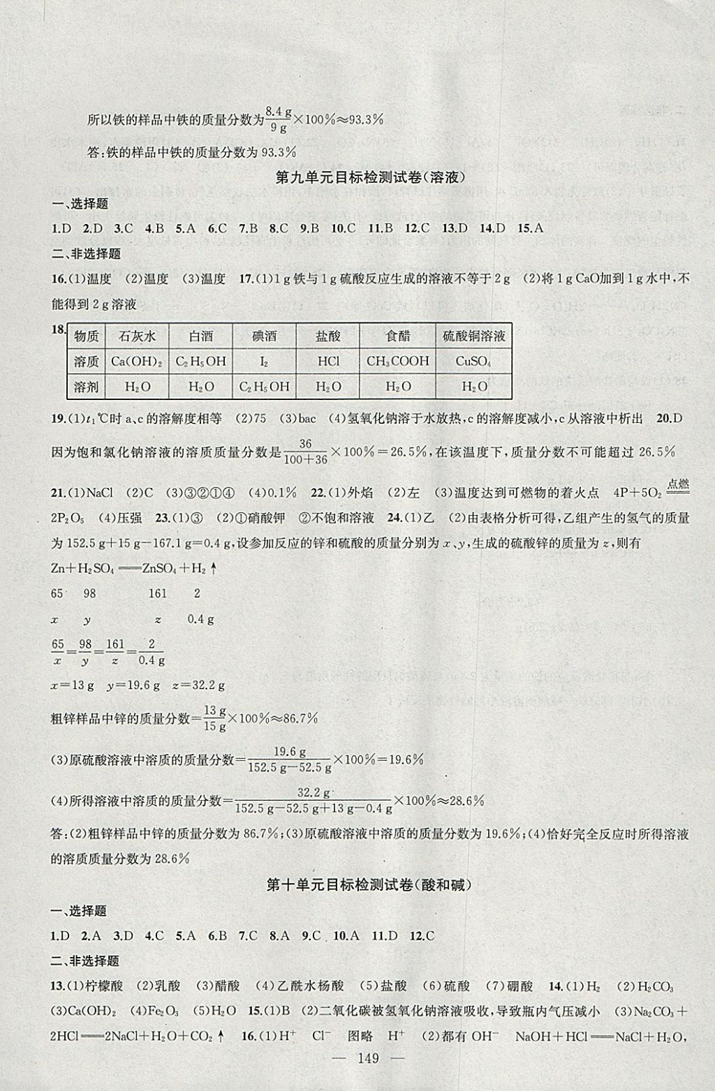 2018年金鑰匙1加1課時作業(yè)加目標檢測九年級化學下冊全國版 參考答案第13頁