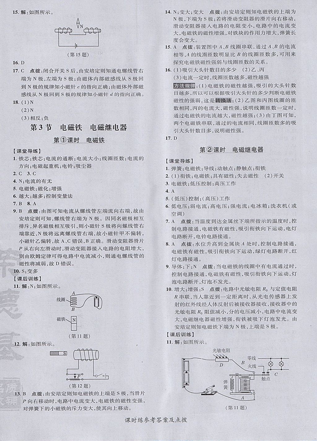 2018年點(diǎn)撥訓(xùn)練九年級物理下冊人教版 參考答案第20頁