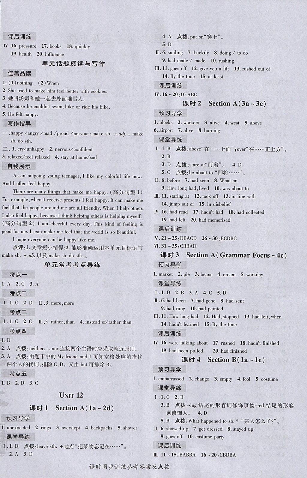 2018年點撥訓(xùn)練九年級英語下冊人教版 參考答案第12頁