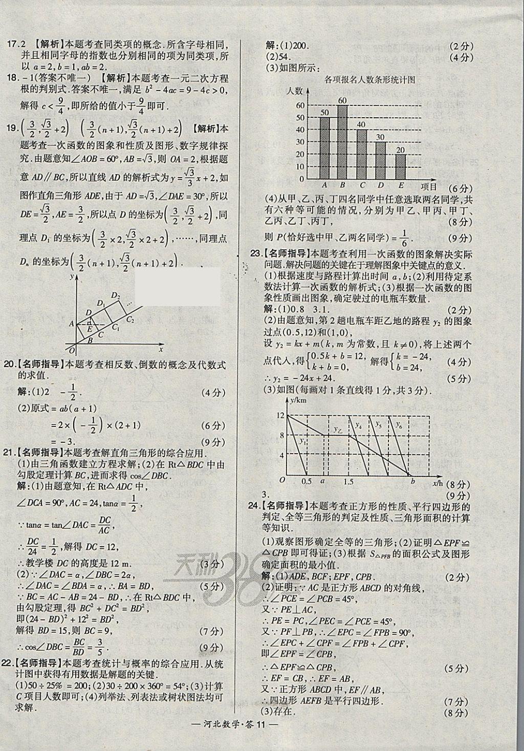 2018年天利38套河北省中考试题精选数学 参考答案第11页