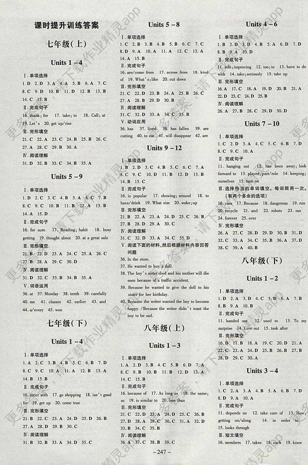 2018年中考总复习导与练精讲册英语答案