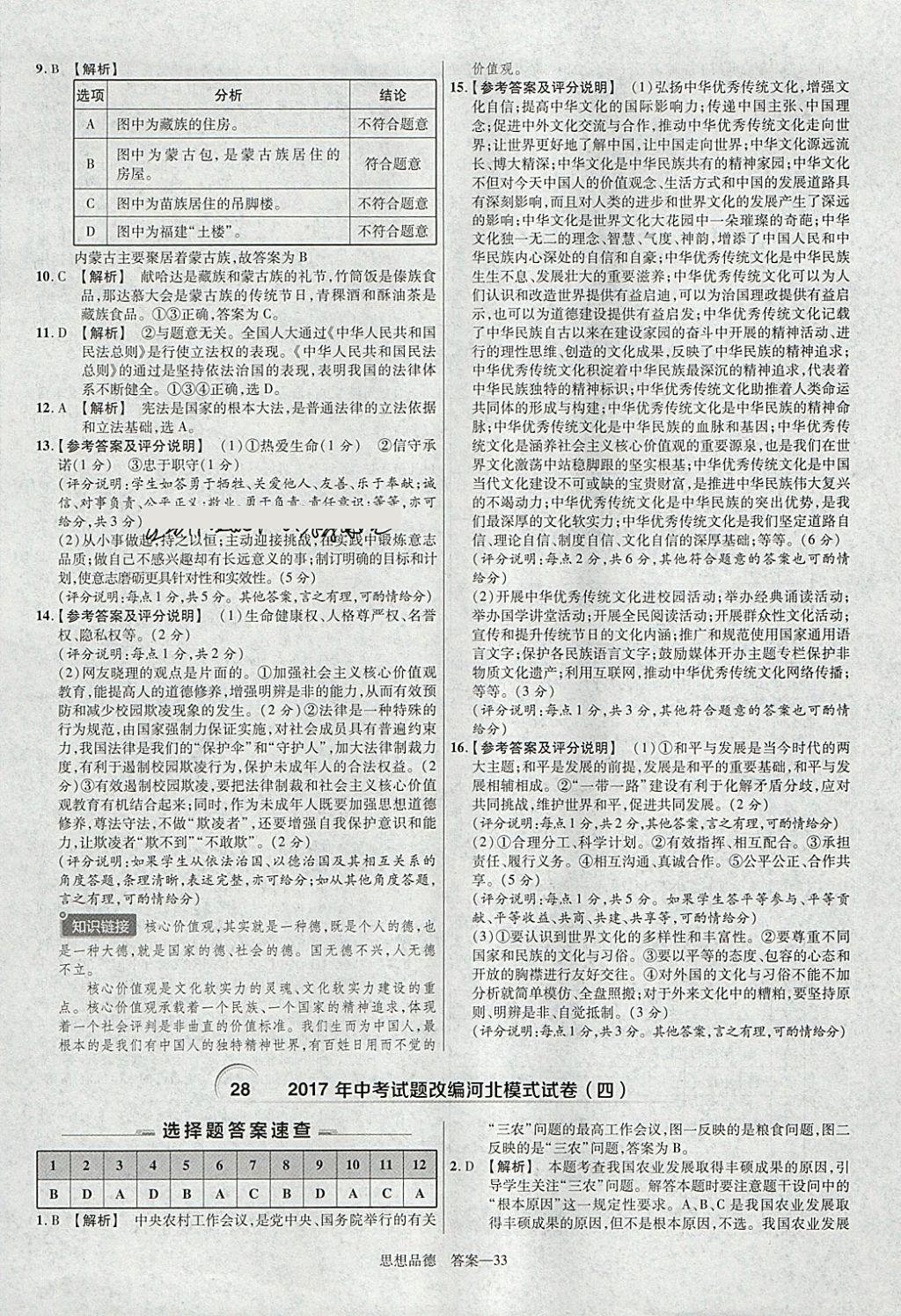 2018年金考卷河北中考45套匯編思想品德第6年第6版 參考答案第33頁