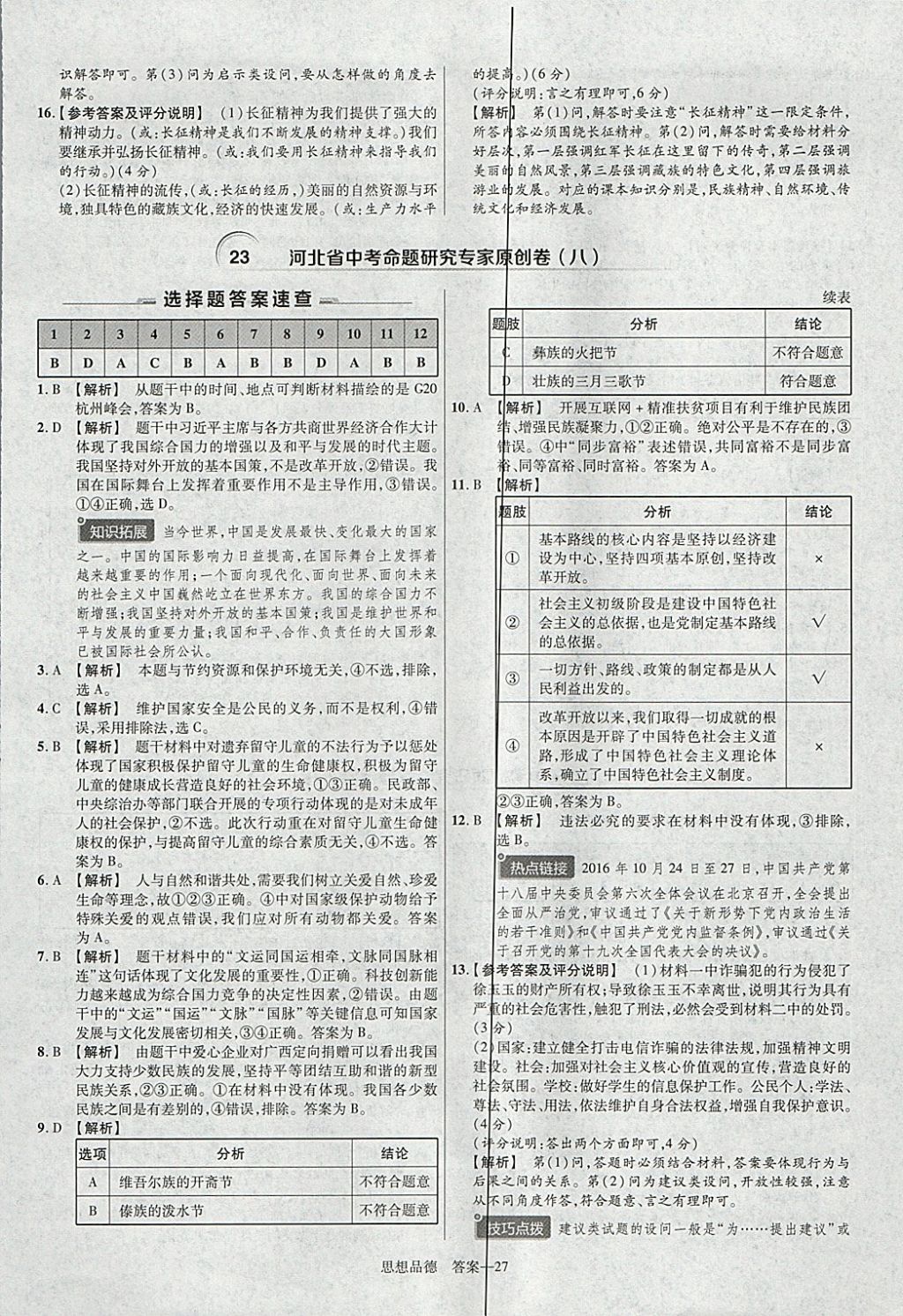 2018年金考卷河北中考45套匯編思想品德第6年第6版 參考答案第27頁(yè)