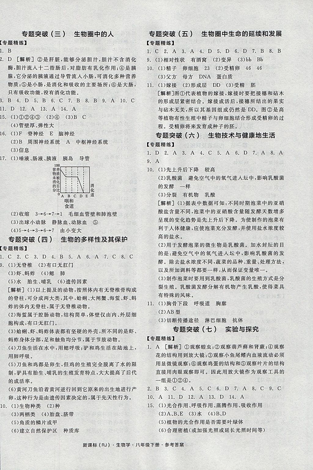 2018年全品學(xué)練考八年級生物學(xué)下冊人教版 參考答案第8頁