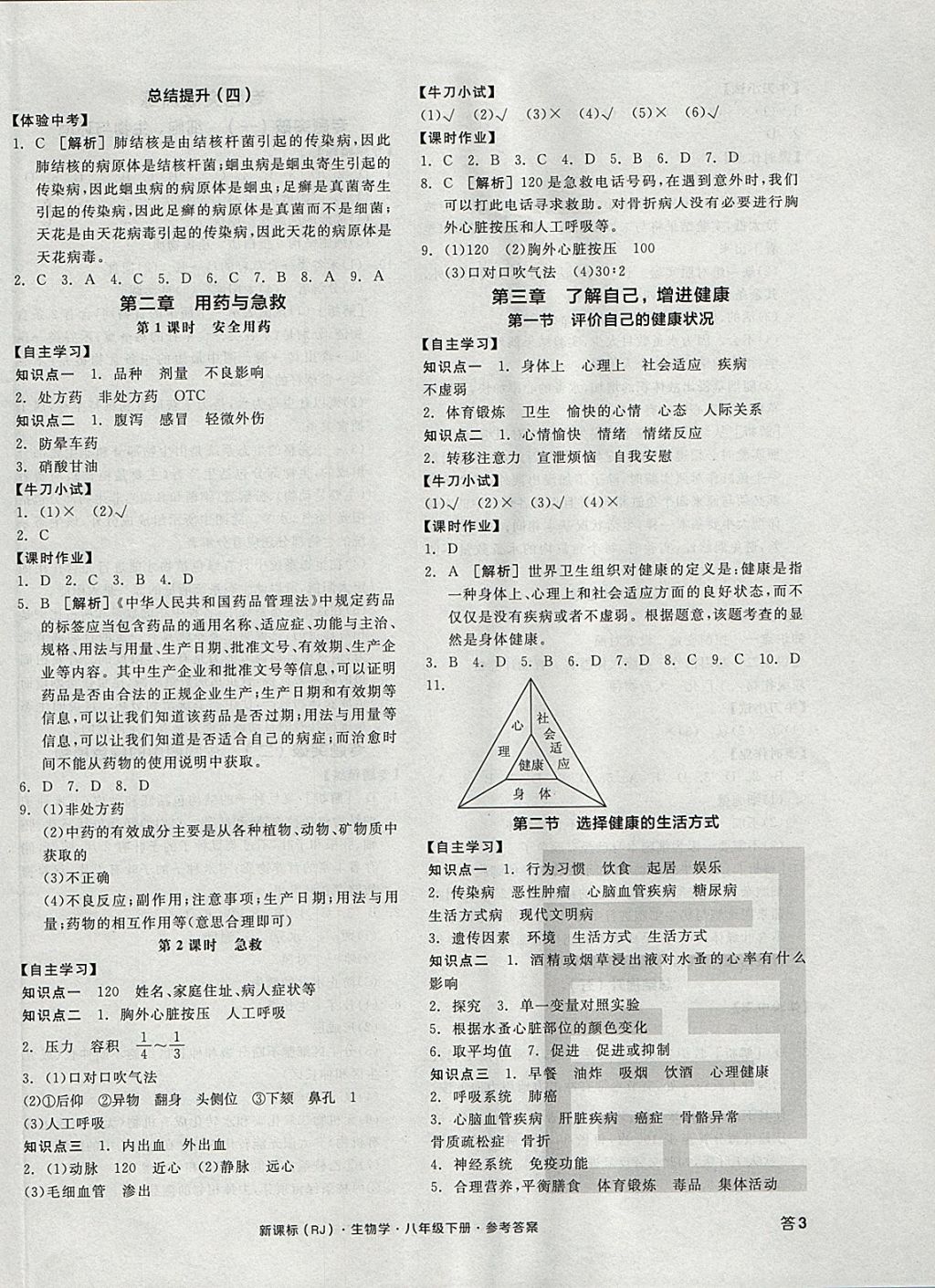 2018年全品學(xué)練考八年級生物學(xué)下冊人教版 參考答案第6頁