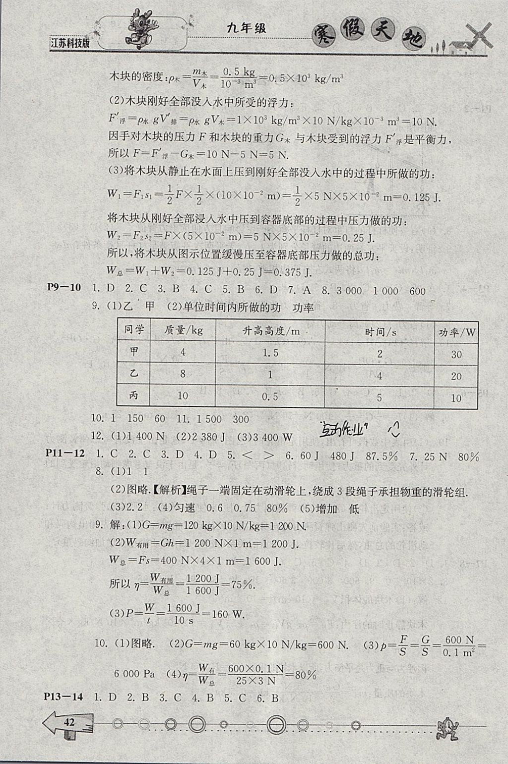 2018年寒假天地九年級物理蘇科版重慶出版 參考答案第2頁