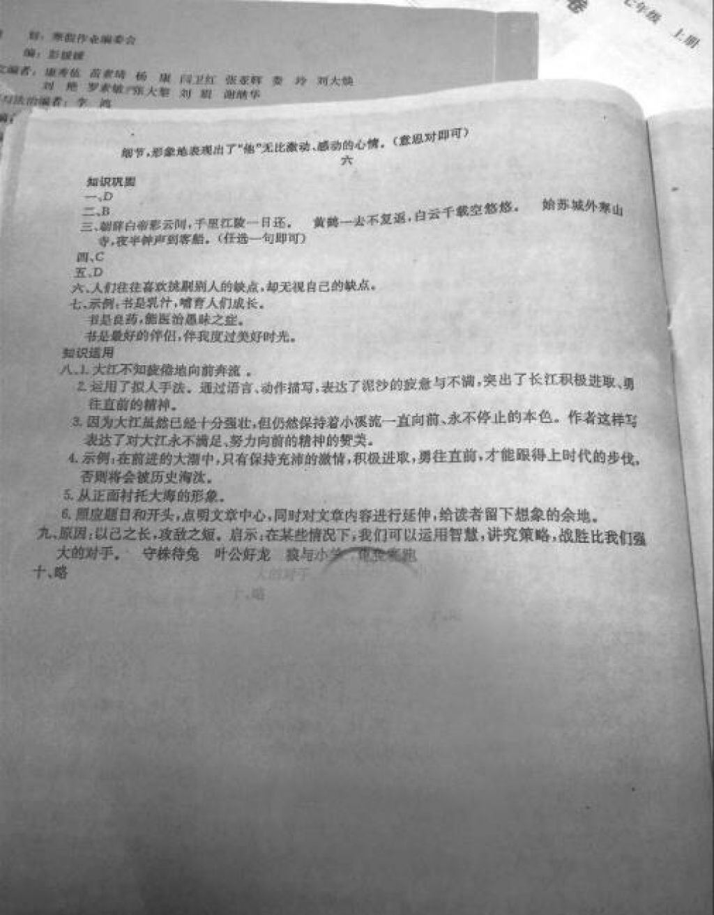 2018年寒假作業(yè)七年級合訂本A版河南省專用延邊教育出版社 參考答案第15頁