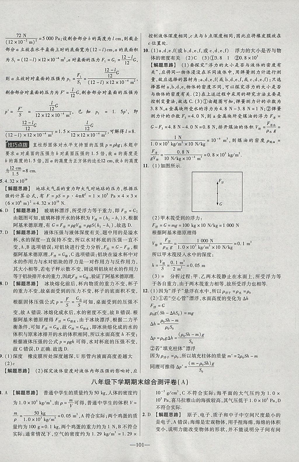 2018年金考卷活頁題選八年級(jí)物理下冊(cè)蘇科版 參考答案第17頁