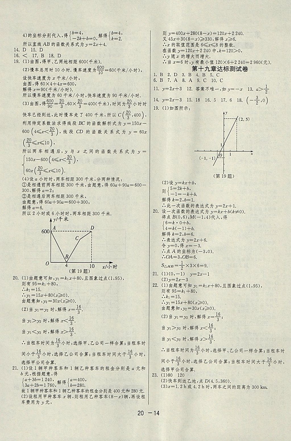 2018年1課3練單元達(dá)標(biāo)測(cè)試八年級(jí)數(shù)學(xué)下冊(cè)人教版 參考答案第14頁(yè)