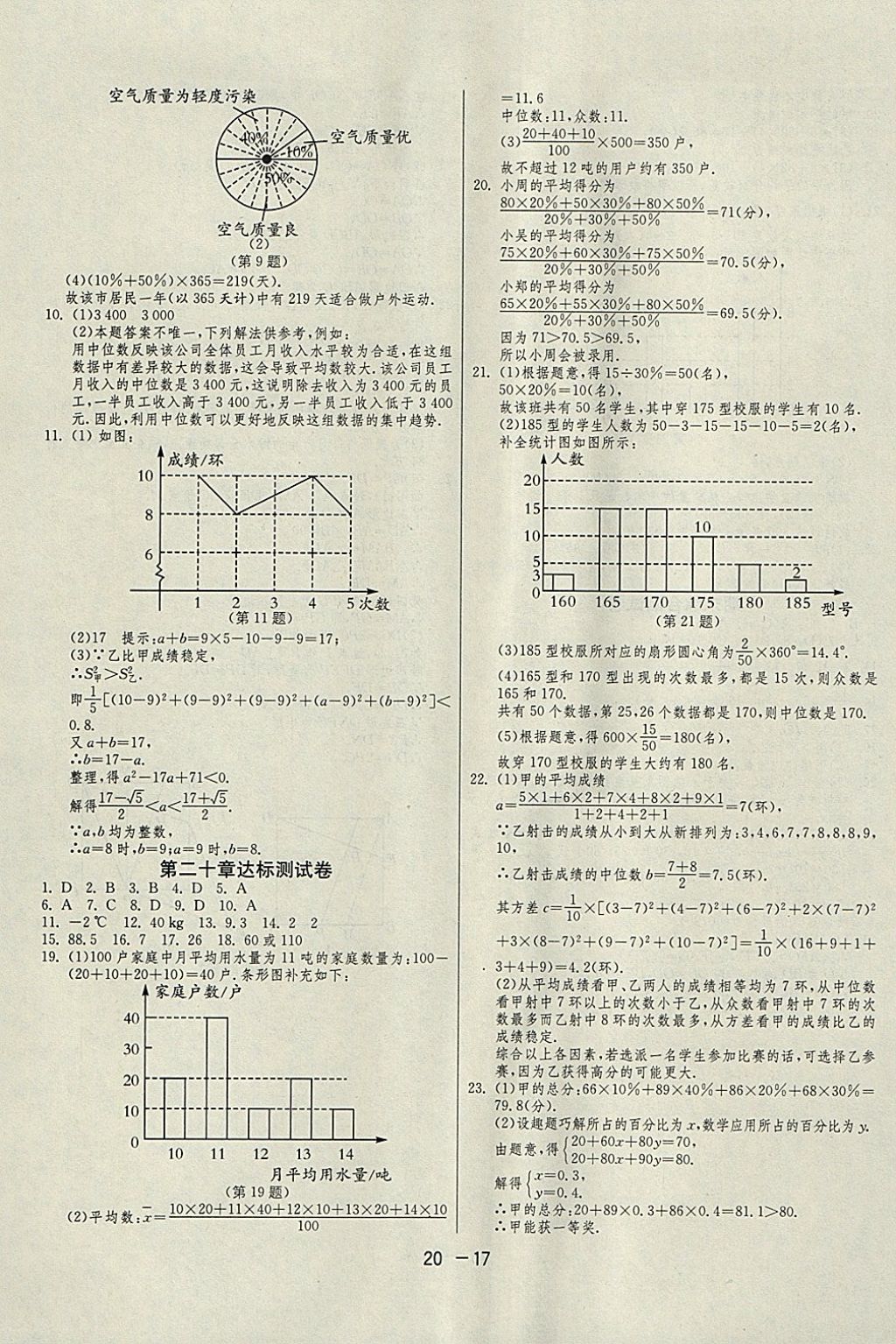 2018年1課3練單元達(dá)標(biāo)測(cè)試八年級(jí)數(shù)學(xué)下冊(cè)人教版 參考答案第17頁