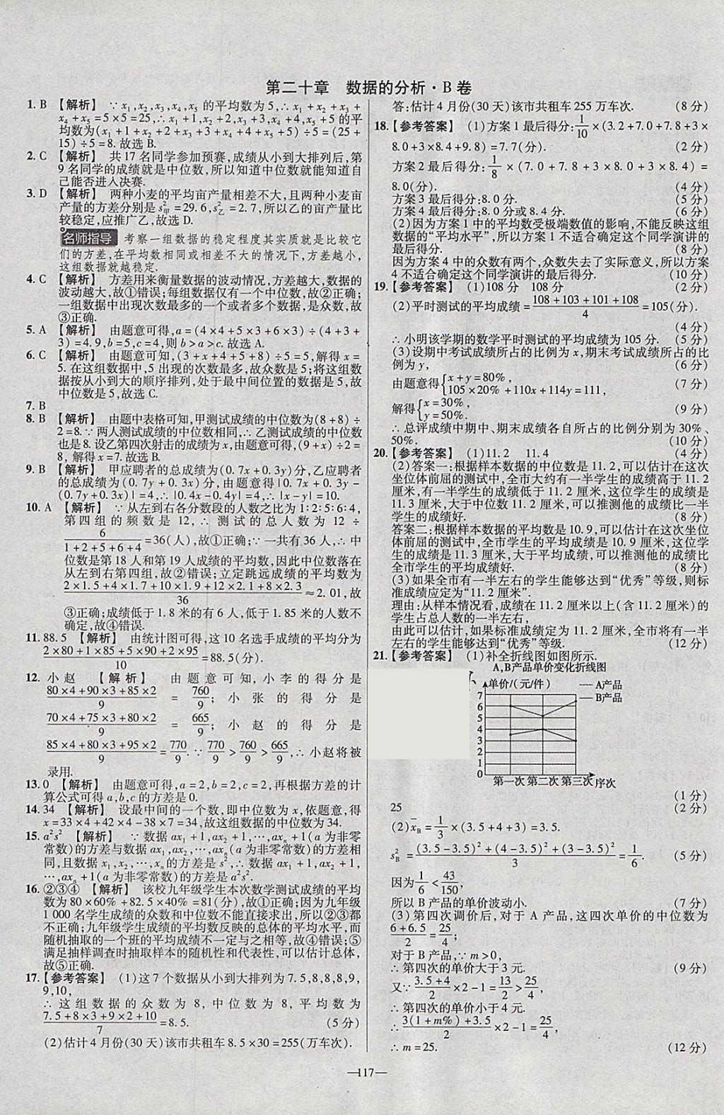 2018年金考卷活頁題選八年級(jí)數(shù)學(xué)下冊(cè)人教版 參考答案第15頁