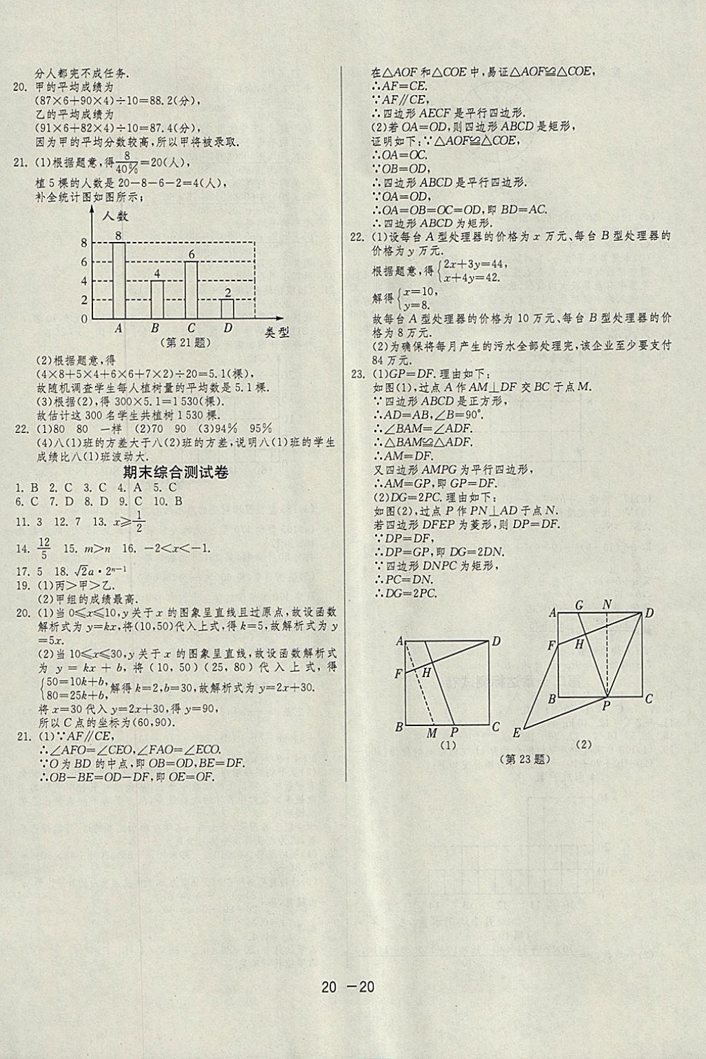 2018年1課3練單元達(dá)標(biāo)測(cè)試八年級(jí)數(shù)學(xué)下冊(cè)人教版 參考答案第20頁(yè)