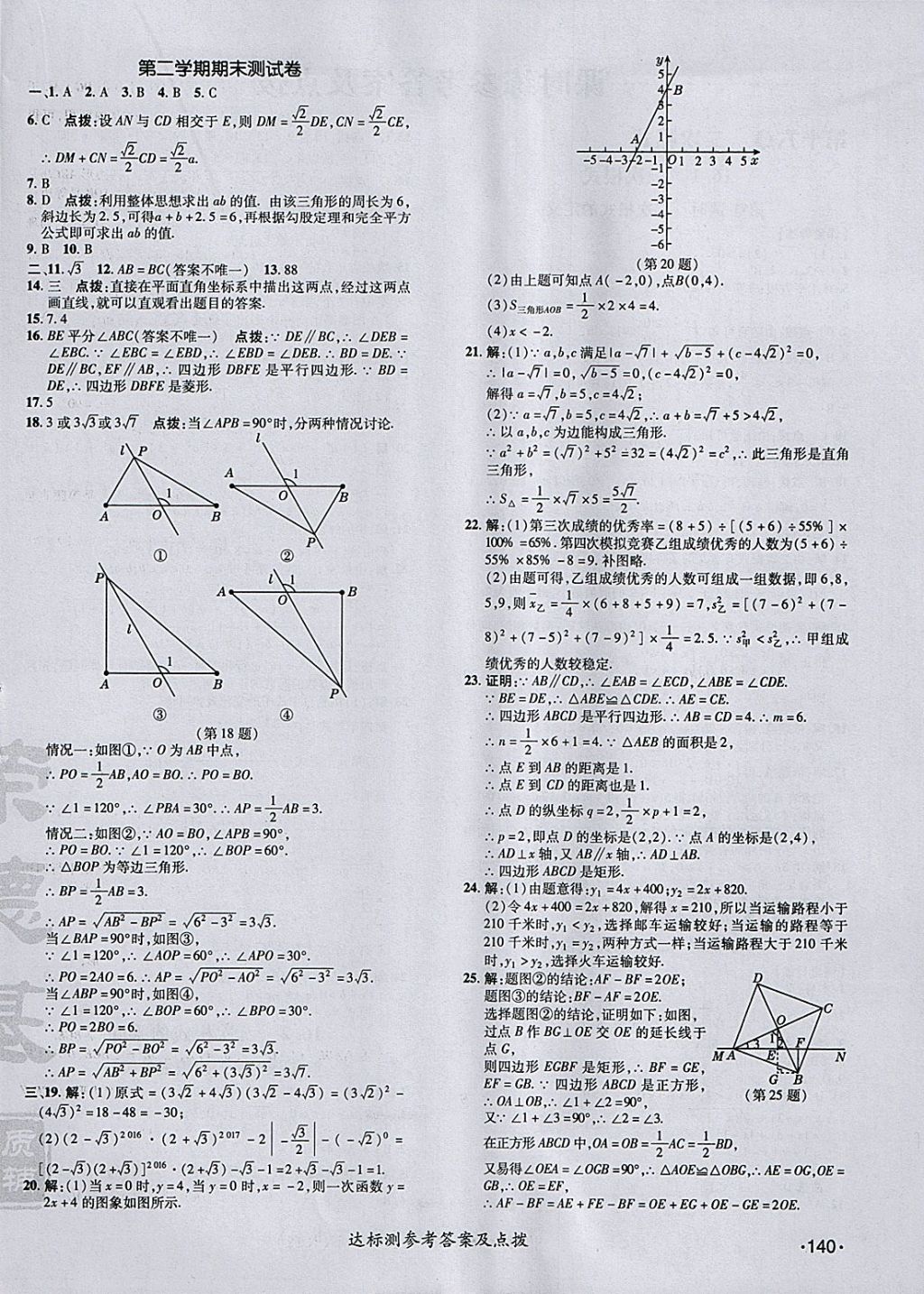 2018年點(diǎn)撥訓(xùn)練八年級(jí)數(shù)學(xué)下冊(cè)人教版 參考答案第6頁(yè)