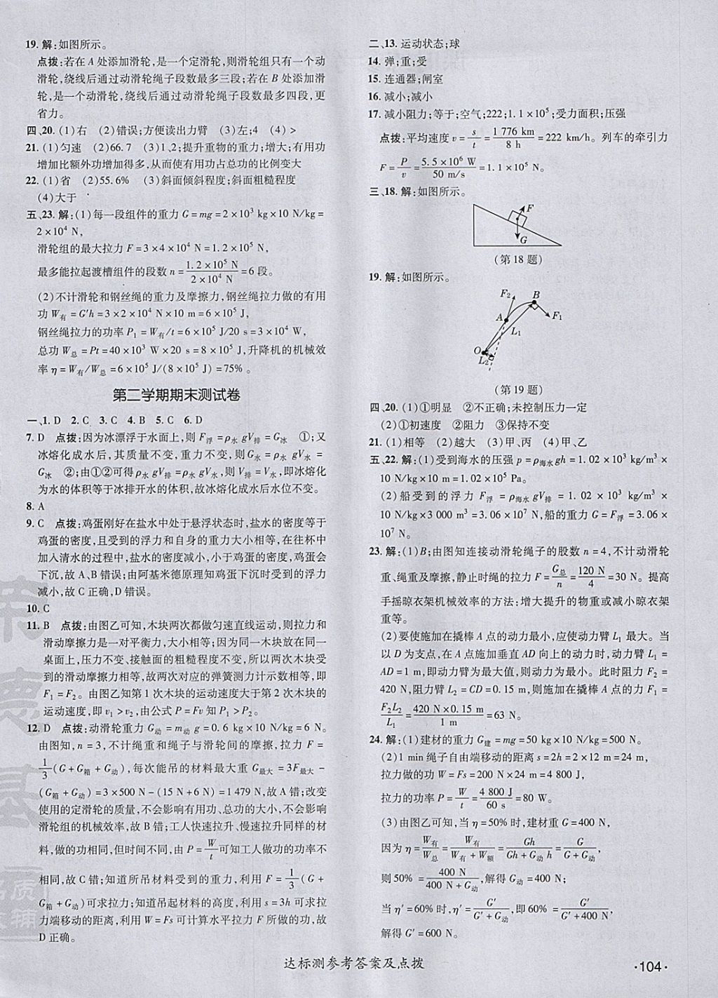 2018年點(diǎn)撥訓(xùn)練八年級(jí)物理下冊(cè)人教版 參考答案第6頁(yè)