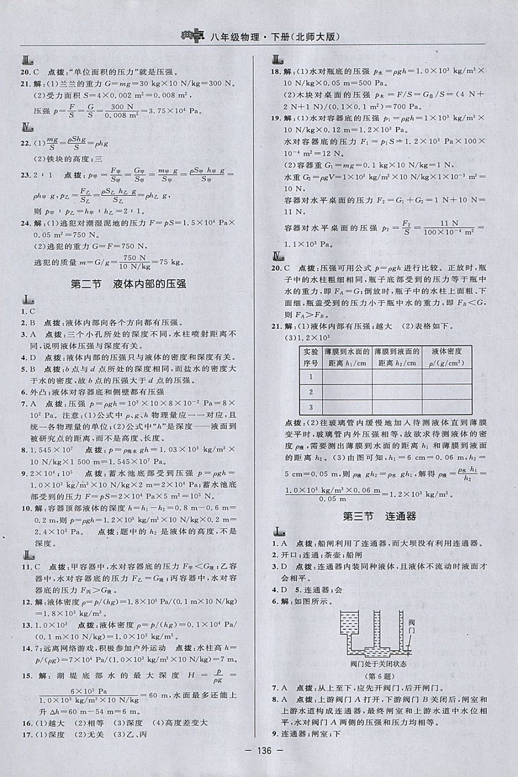 2018年綜合應(yīng)用創(chuàng)新題典中點(diǎn)八年級(jí)物理下冊(cè)北師大版 參考答案第14頁(yè)