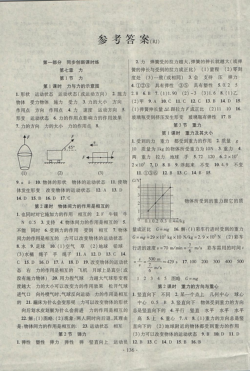 2018年暢優(yōu)新課堂八年級物理下冊人教版 參考答案第1頁