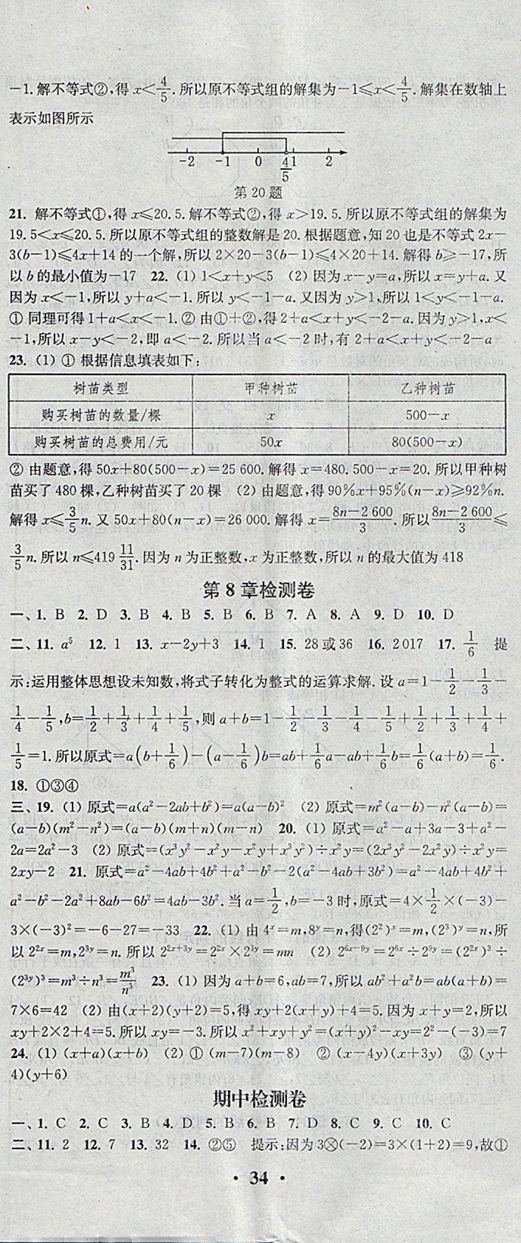 2018年通城學(xué)典活頁檢測七年級數(shù)學(xué)下冊滬科版 參考答案第17頁