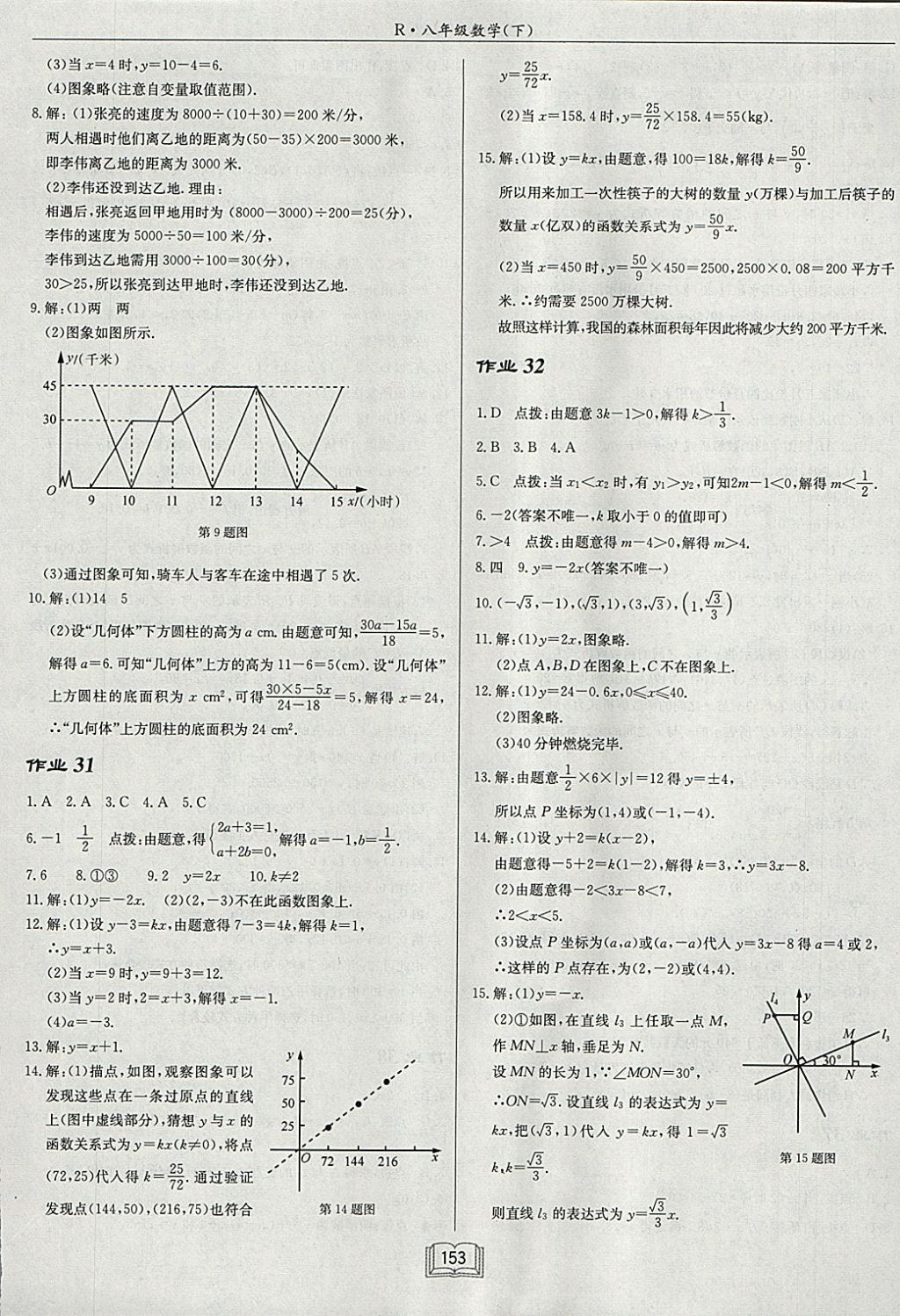 2018年啟東中學作業(yè)本八年級數(shù)學下冊人教版 參考答案第17頁