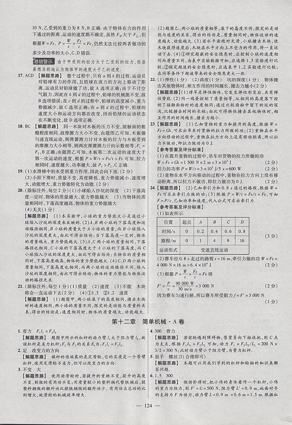 2018年金考卷活頁題選八年級物理下冊人教版 參考答案第16頁