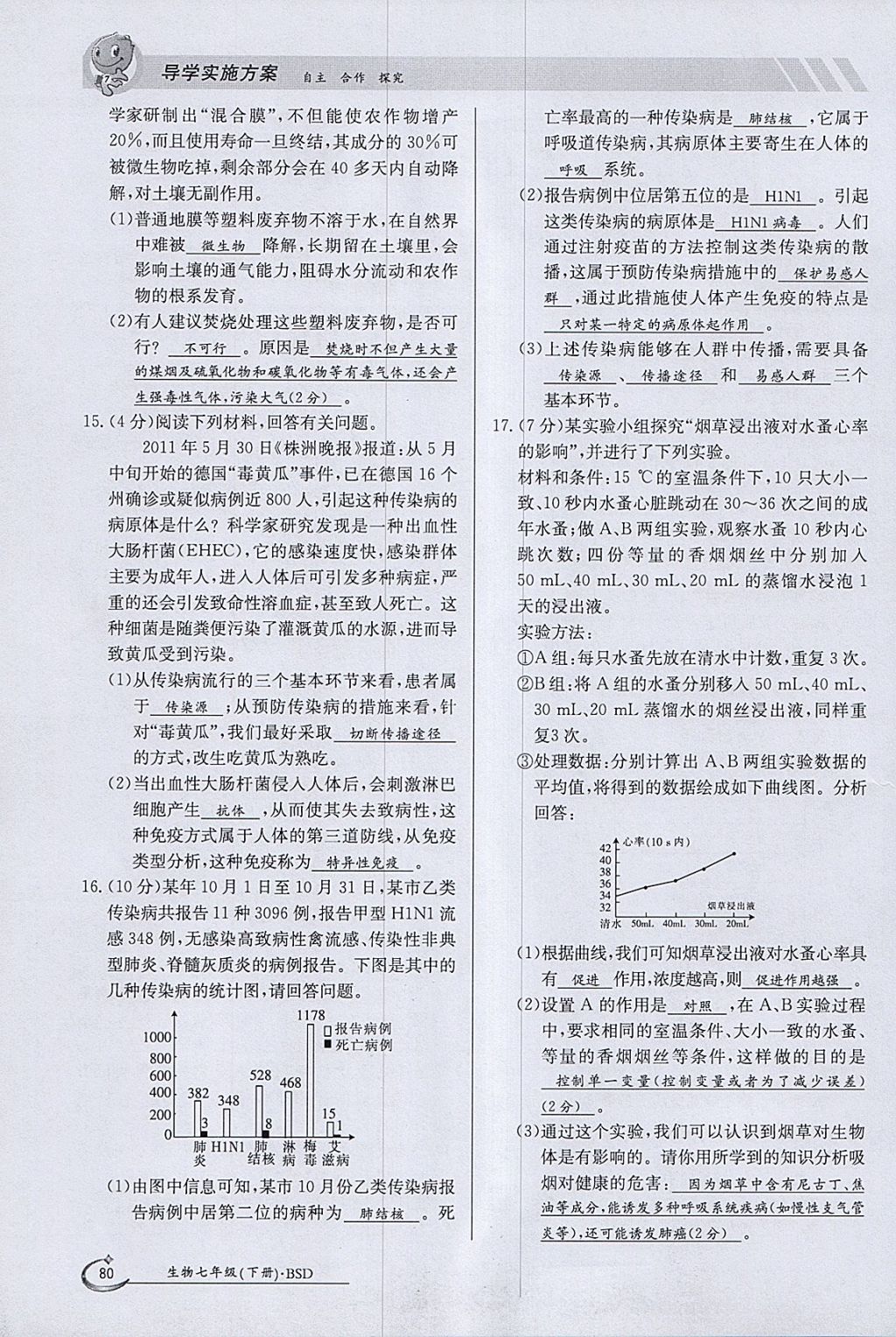 2018年金太陽(yáng)導(dǎo)學(xué)案七年級(jí)生物下冊(cè)北師大版 參考答案第80頁(yè)