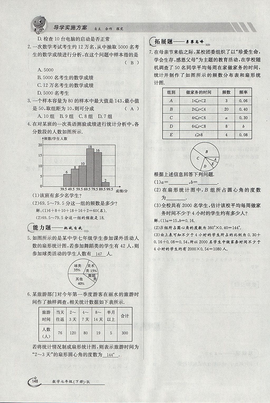 2018年金太陽導(dǎo)學(xué)案七年級(jí)數(shù)學(xué)下冊人教版 參考答案第160頁