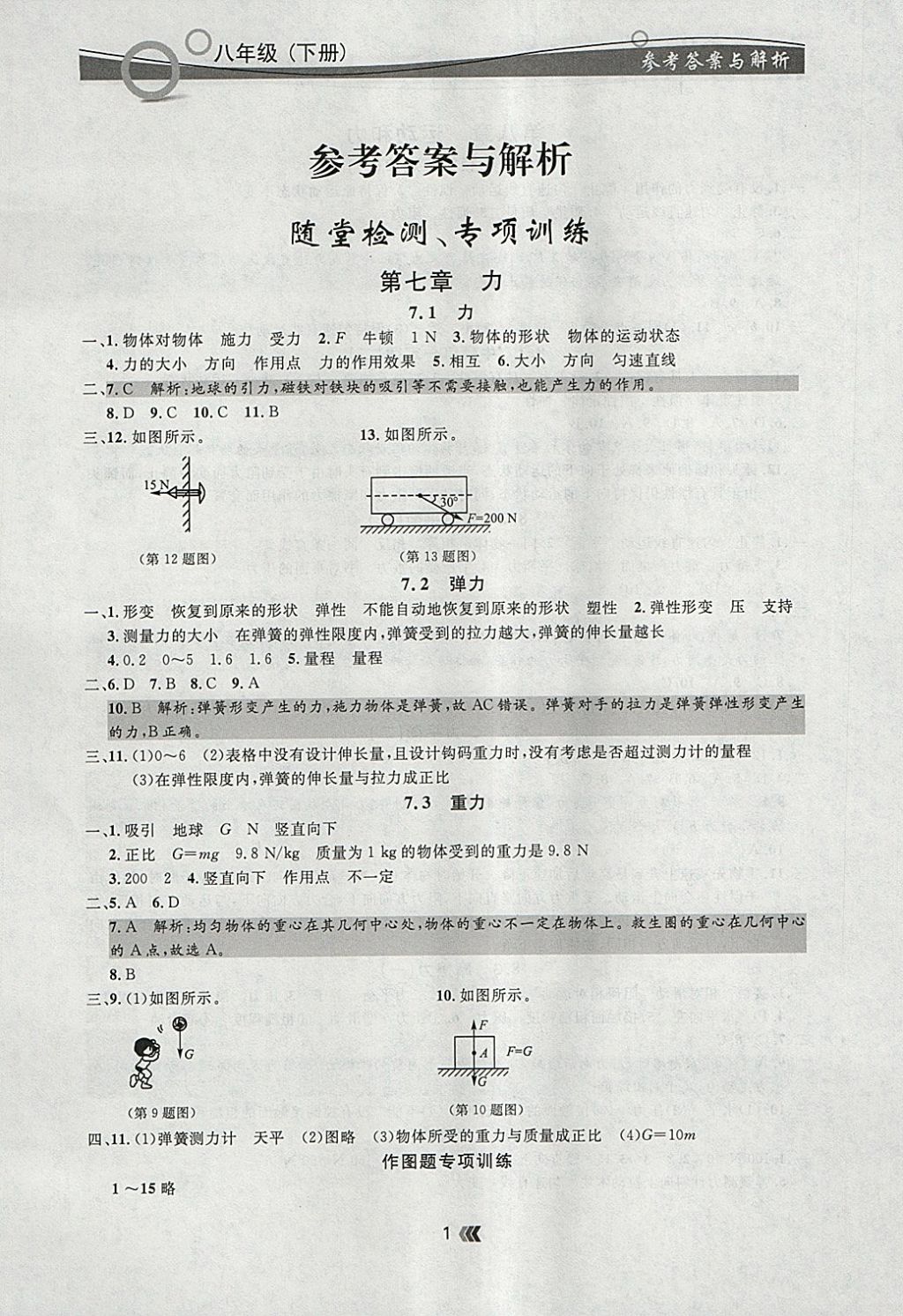 2018年點(diǎn)石成金金牌每課通八年級(jí)物理下冊(cè)人教版 參考答案第1頁(yè)